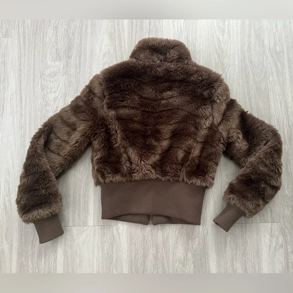 Jou Jou Brown Faux Fur Puffer Jacket medium - Picture 2 of 8